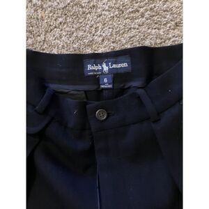 Vintage Ralph Lauren Navy Blue Wool Pleated Trousers Size 6